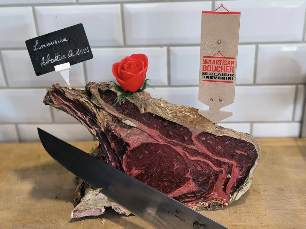 Côte de bœuf appétissante, boucherie locale Maison Lenormand Tinchebray Bocage