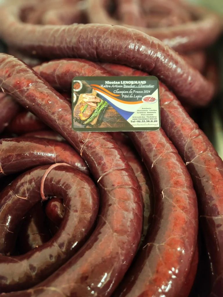Boudin noir primé, spécialité locale Maison Lenormand Tinchebray Bocage