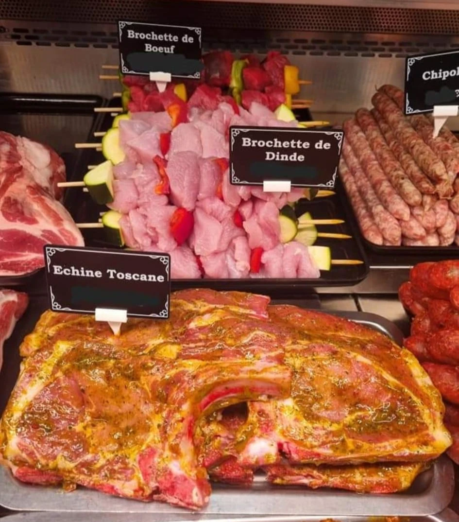 Échines toscanes brochettes dinde, boucherie locale Maison Lenormand Tinchebray Bocage